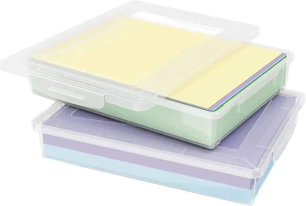 Lifewit 2-Pack Clear A4 Storage Boxes w/ Latching Lids – Fits 8.5”x11” Paper